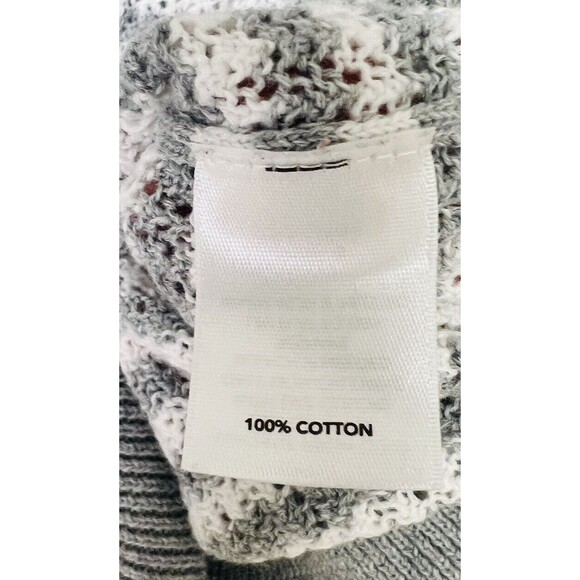 Caslon Full Zip Hoodie Sweatshirt Women's XS White Gray Stripe Sheer Cotton - Picture 5 of 6